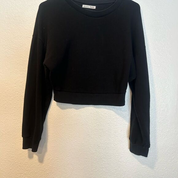 Reformation Black Cropped Top Sweatshirt - Picture 1 of 3